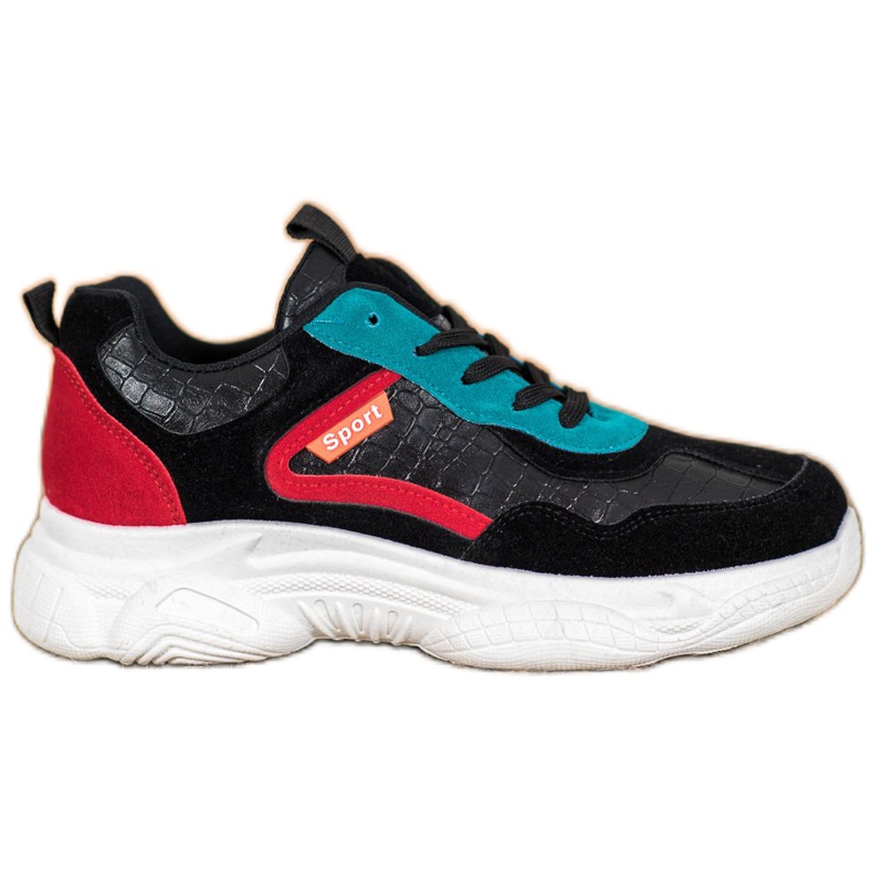 SHELOVET Sneakers sportive in pelle scamosciata nero multicolore