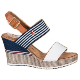 Goodin Sandali con zeppa bianco blu