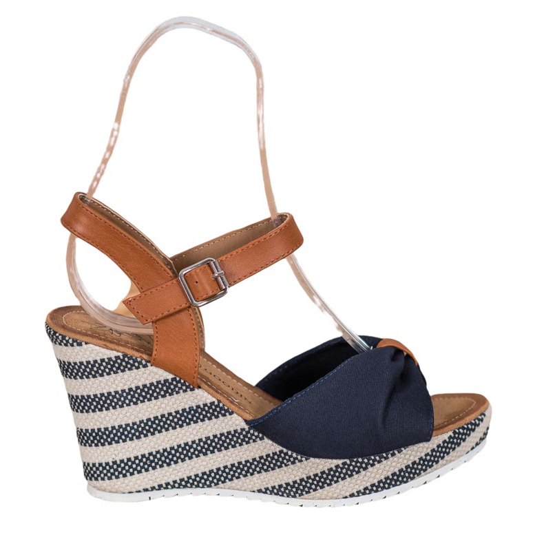 Goodin Sandali blu navy con zeppa marrone