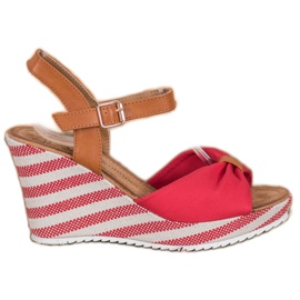 Goodin Sandali rossi sulla zeppa marrone rosso