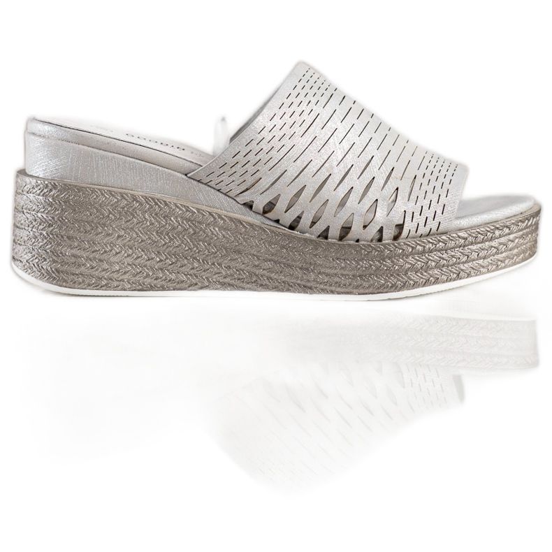 Goodin Pantofole con zeppa traforata grigio