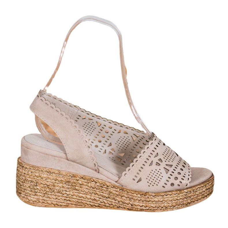 Goodin Sandali con zeppa traforati beige d'oro