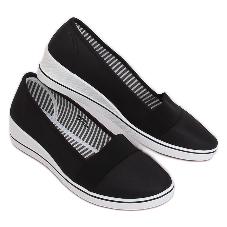 Ballerine nere con zeppa S81B001 Nero