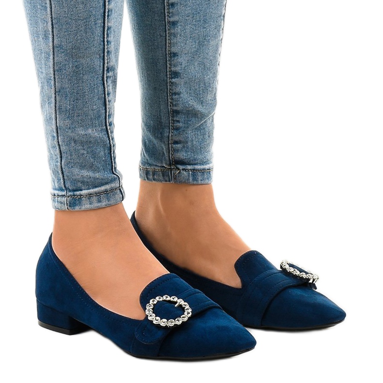 Décolleté in camoscio blu navy L419