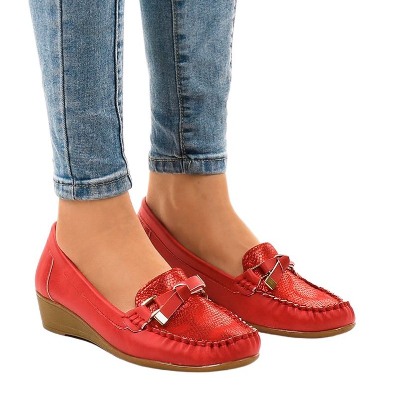 Scarpe con zeppa rosse opache BO-303 rosso
