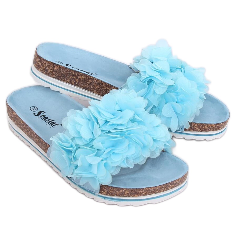 Pantofole Flower power blu BG47P LT.BLUE