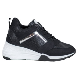 SHELOVET Scarpe da ginnastica con zeppa nero