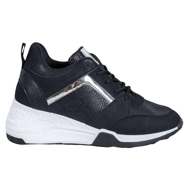 SHELOVET Scarpe da ginnastica con zeppa nero