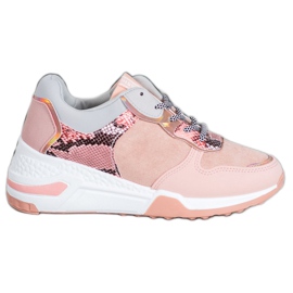 SHELOVET Sneakers con stampa serpente rosa