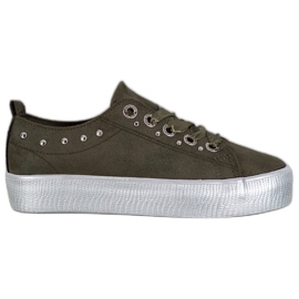 SHELOVET Sneakers in pelle scamosciata verde
