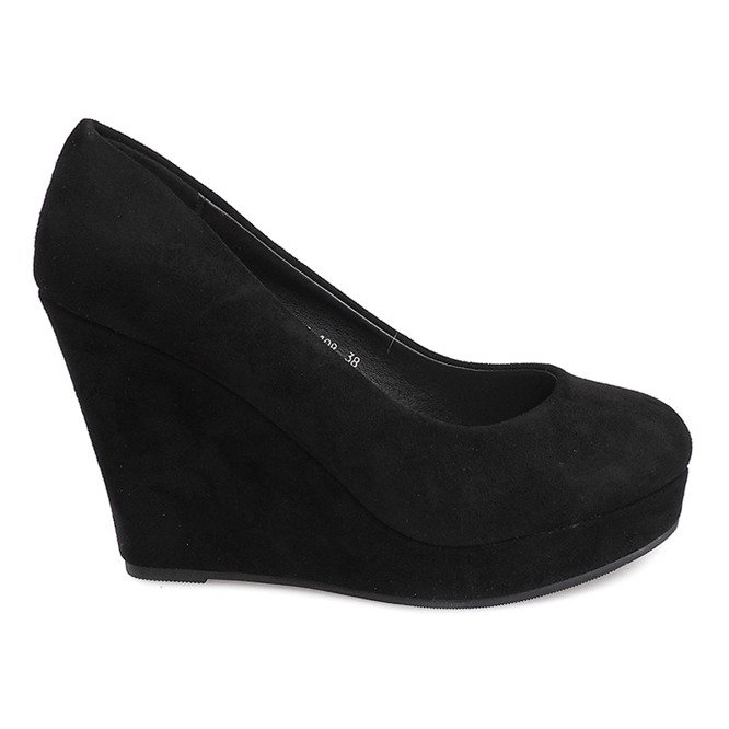 Décolleté in camoscio nero sulla zeppa LEI-108