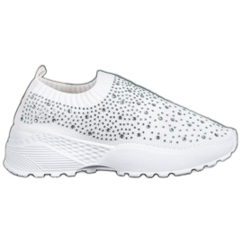 Diamantique Scarpe sportive con cristalli bianca