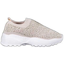 Diamantique Scarpe sportive con cristalli marrone