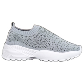 Diamantique Scarpe sportive con cristalli grigio