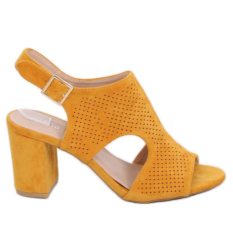 Sandali con tacco miele 99-33A Giallo