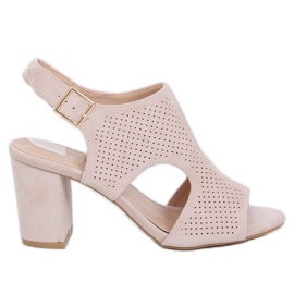 Sandali beige con tacco alto 99-33A Beige