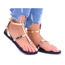 Lu Boo Golden Mirror Sandali Roman Japanese d'oro