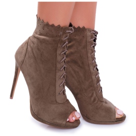 Lu Boo Sandali con lacci in pelle scamosciata Stivali con tacco alto Natasha verde