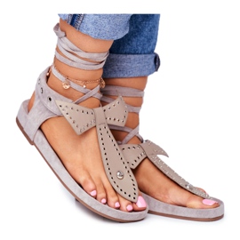 Lu Boo Sandali da donna allacciati grigi Japanese Mara grigio