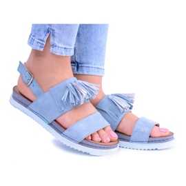 Sandali in pelle blu da donna Maciejka 03604