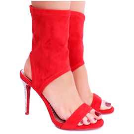 Sandali Da Donna Con Tacco Alto Lu Boo Con Cubic Zirconia Rosso Daydream