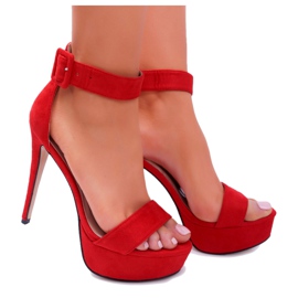 NFR Sandali da donna su piattaforma tacco alto Red Welbos rosso