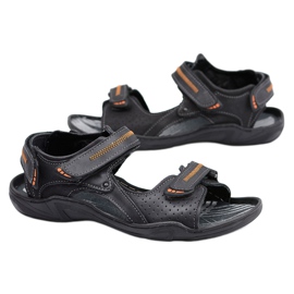 Gino Tuzzi Sandali in pelle nera lucida Velcro Nicola nero