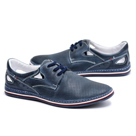 Joker Blu Navy Scarpe uomo in pelle traforata Arturo