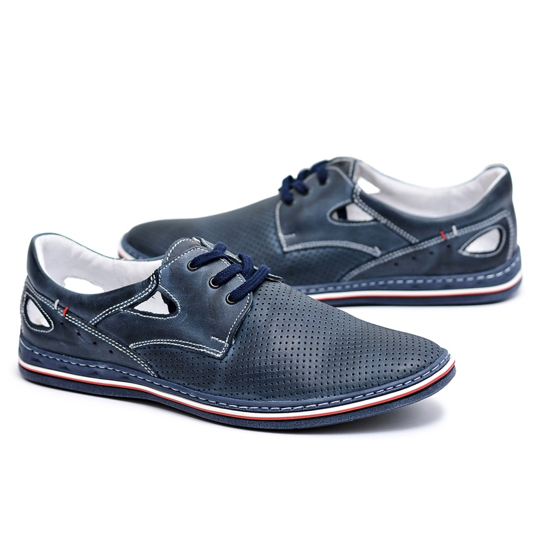 Joker Blu Navy Scarpe uomo in pelle traforata Arturo
