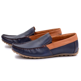 Neex | Mocassini Slip-On Pardon da uomo in pelle blu navy