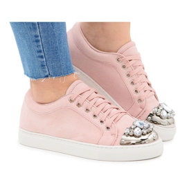 Sneakers Lu Boo con Brillanti Cristalli Rosa Cipria
