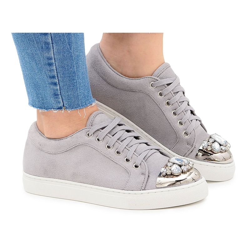 Sneakers Lu Boo Grigie con Cristalli Lucidi grigio