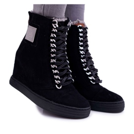 Lu Boo | Sneakers In Pelle Scamosciata Nere Monica Catena Argento nero