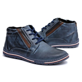Joker Stivali brogue da uomo blu navy con cerniera Cacado