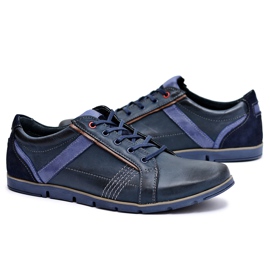 KOMODO Scarpe sportive in pelle da uomo blu navy Syko