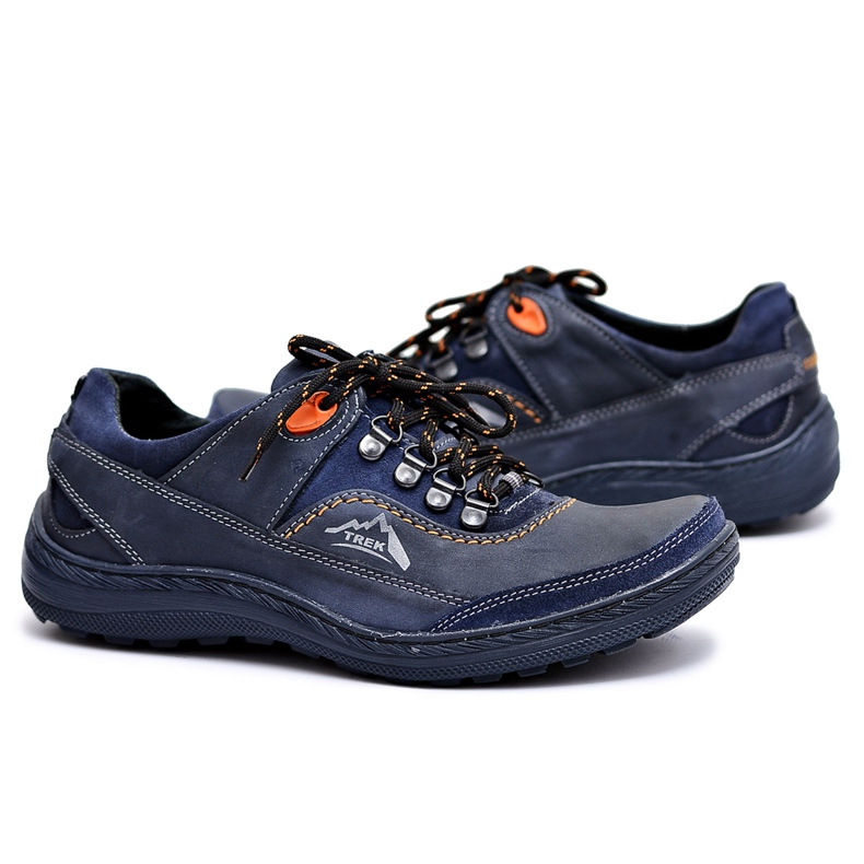 Gino Tuzzi Scarpe da trekking in pelle da uomo blu scuro Fredo blu navy
