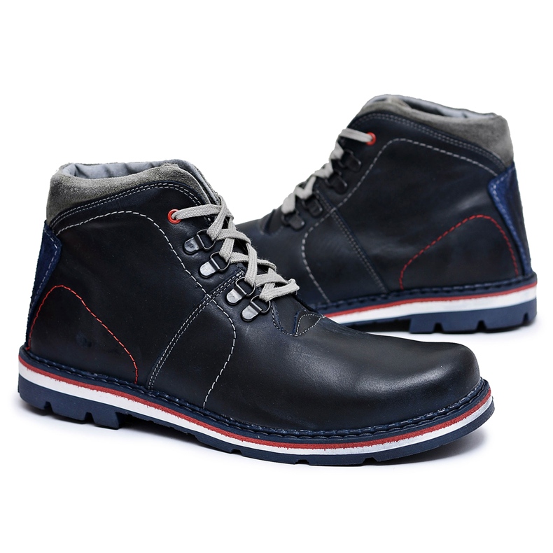 Mario Boschetti Stivali caldi in pelle da uomo Tesla Blue Navy blu navy