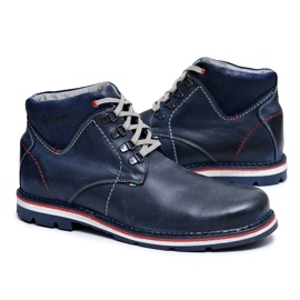 Gino Tuzzi Stivaletti in pelle da uomo blu navy Warm Teslo Fur