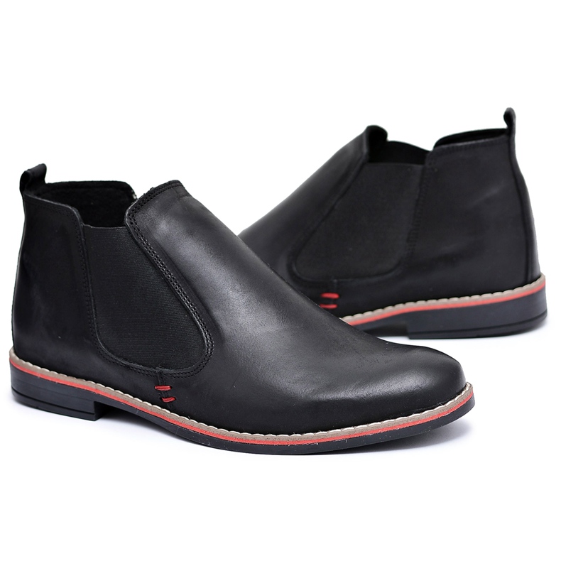 KOMODO Stivaletti Chelsea Uomo Neri Slip-on Oleg Red nero