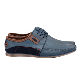 KOMODO Mocassini Uomo in Pelle Lucida Stringata Blu Navy Teodoro