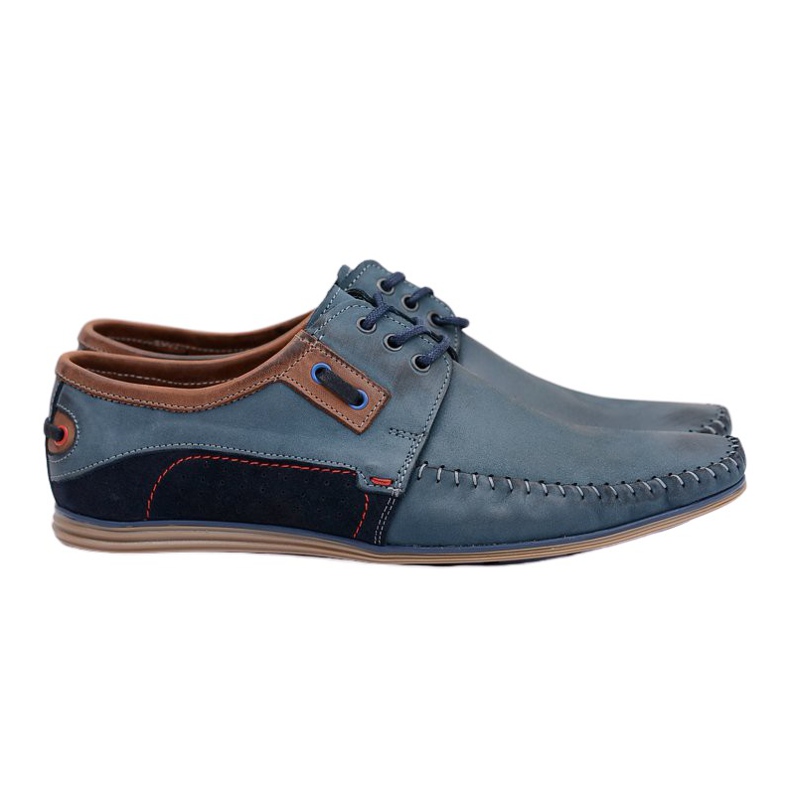 KOMODO Mocassini Uomo in Pelle Lucida Stringata Blu Navy Teodoro