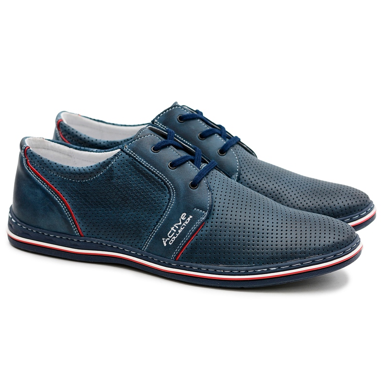 Joker Scarpe da uomo in pelle traforate allacciate blu navy Markos