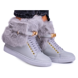 Lu Boo Stivali Grigi con Pelliccia Gisele Naturale grigio