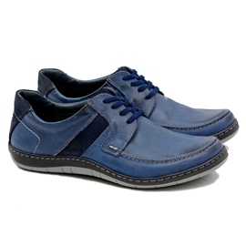 KOMODO Scarpe Classiche da Uomo in Pelle Blu Navy Rocco