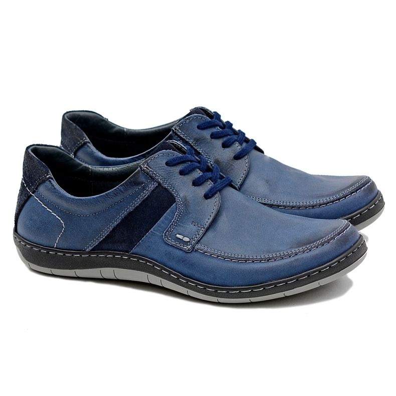 KOMODO Scarpe Classiche da Uomo in Pelle Blu Navy Rocco