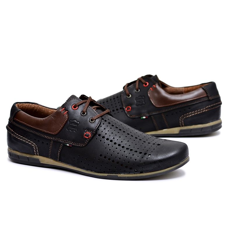 Gino Tuzzi Scarpe da uomo traforate in pelle nera Boris nero