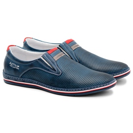 Joker Scarpe Slip On da uomo in pelle blu navy traforata Mello