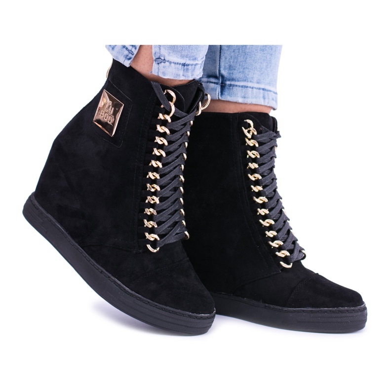 Sneakers Donna Lu Boo Con Catene Scamosciato Nero Monica
