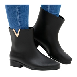 Meliski Margaret nero stivali di gomma bassi slip on
