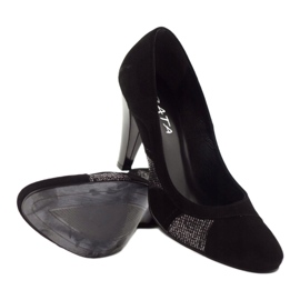 Edeo Pompe in pelle nera femminile con filo d'argento nero